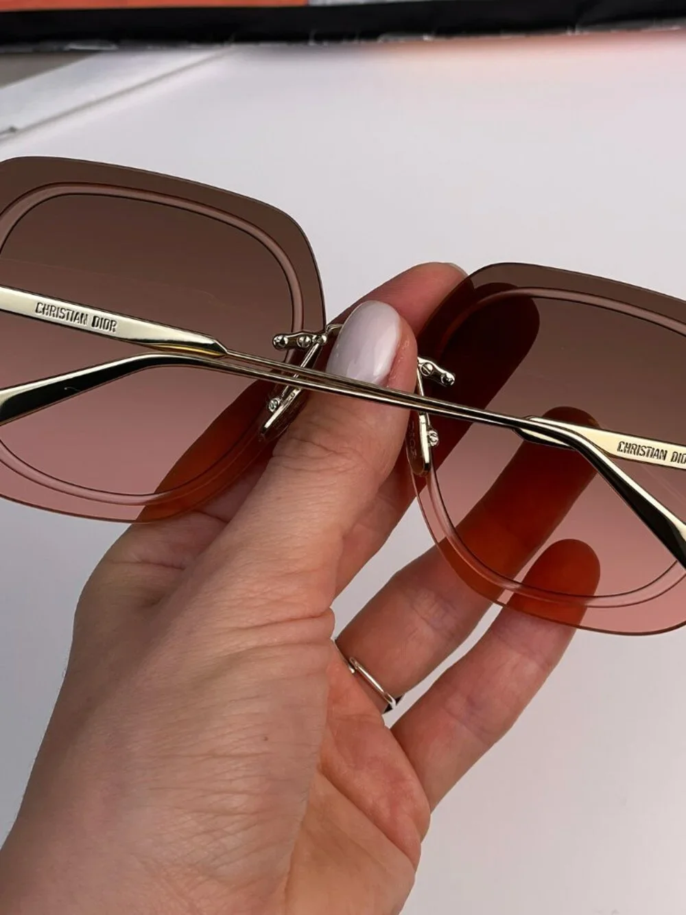 DIOR ULTRADIOR SU B0F2 PINK GOLD SQUARE OVERSIZED SUNGLASSES